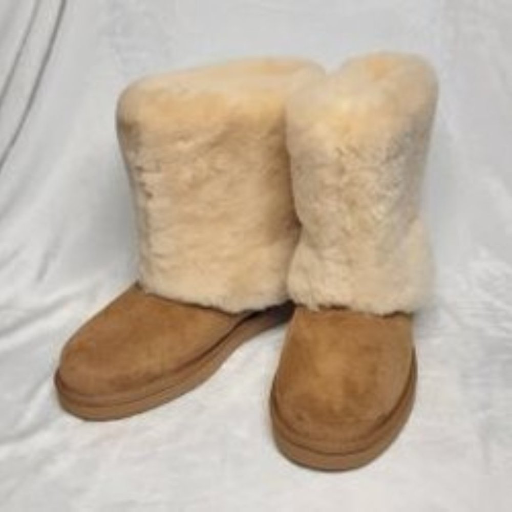 NWT UGG W PATTEN Chestnut Suede Shearling Boots, Women'ss Size 10